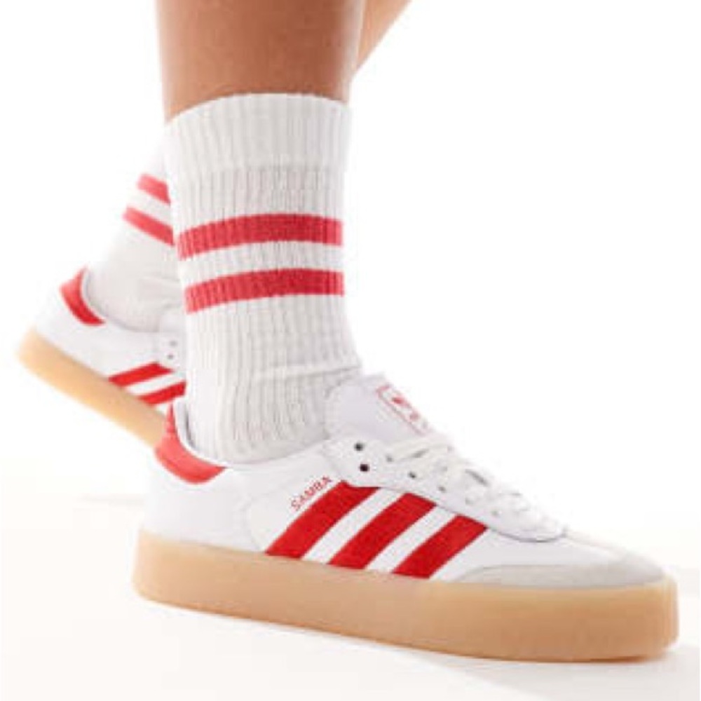 adidas Originals Sambae sneakers in white and red